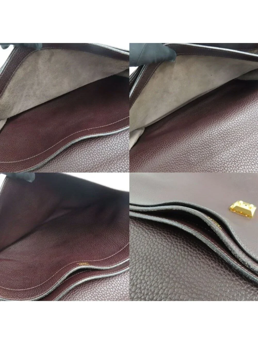 Hermes Sac A Depeches 41 Brown Togo Gold Document